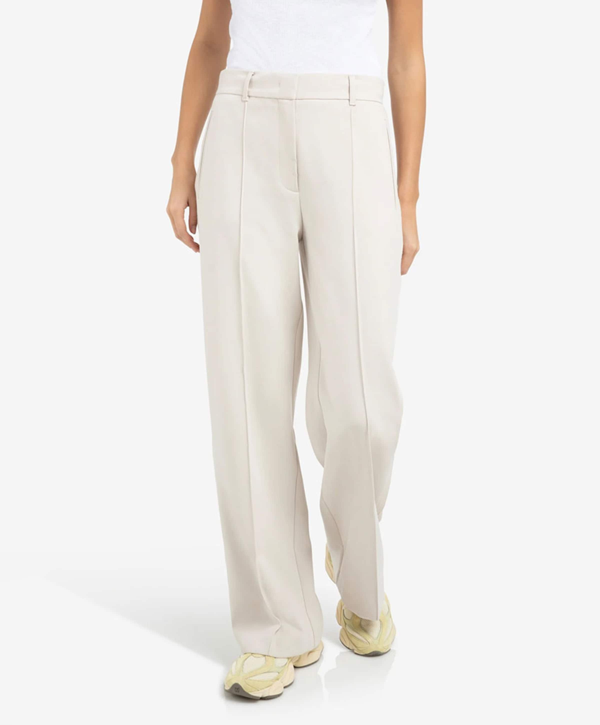 Geweven broek met stiksels dames broek beige