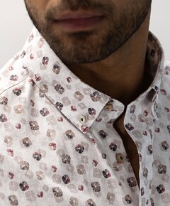 Heren overhemd korte mouw beige