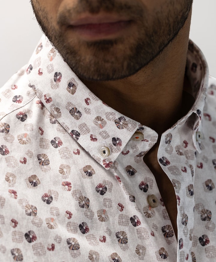 Heren overhemd korte mouw beige