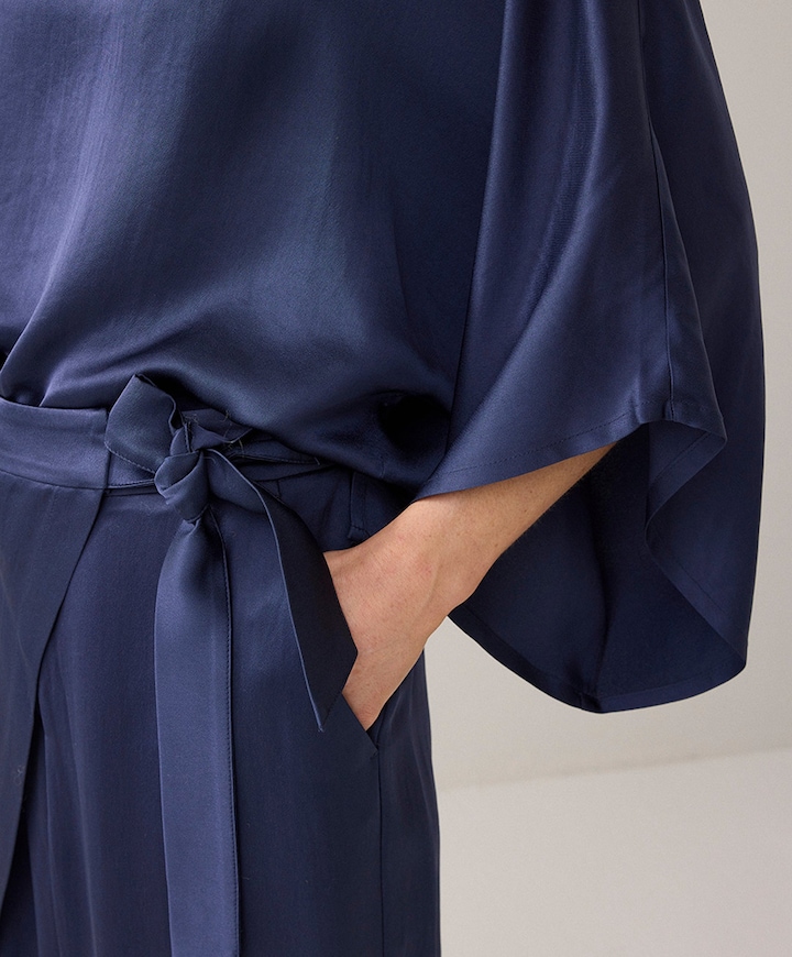 Trousers Heavy silky touch dames broek blauw