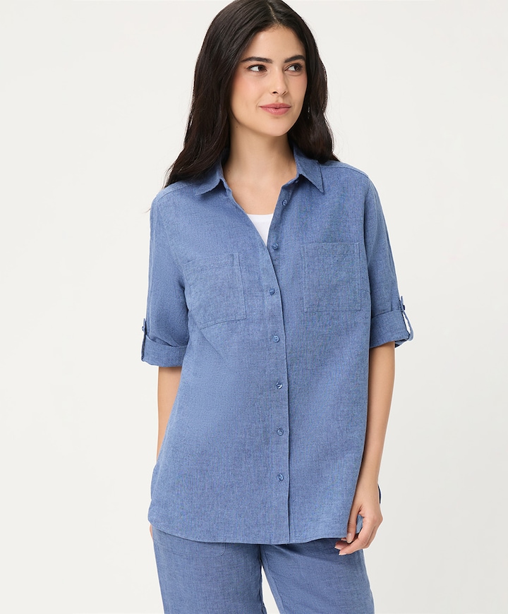 Dames blouse blauw