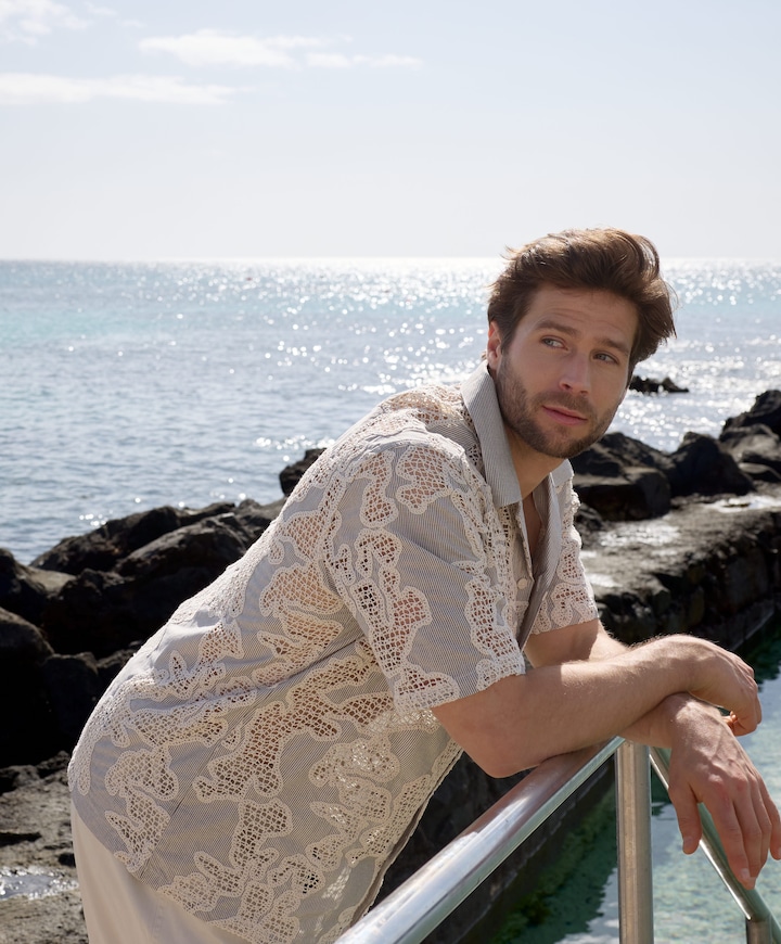 Heren overhemd korte mouw grijs