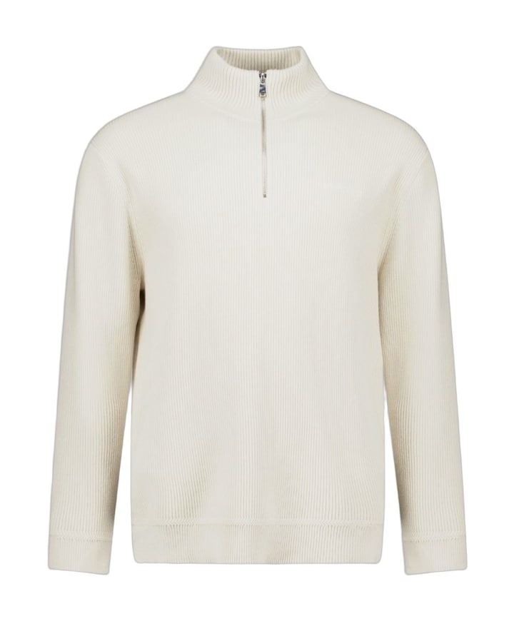 Heren trui met rits beige