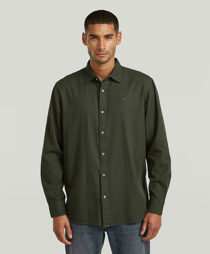 Heren overhemd lange mouw groen