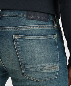 RISER SLIM WORN-IN BLUE DENIM jeans blauw