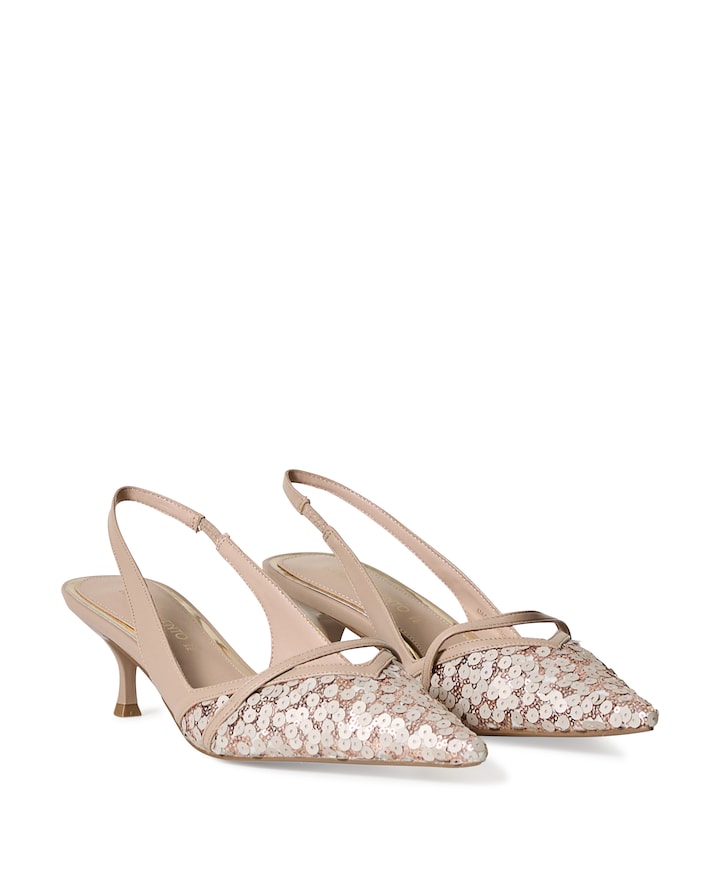 Decolete Bassa Pailettes dames slingbacks roze