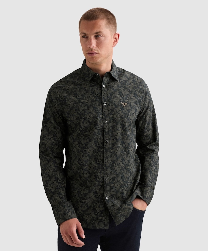 Heren overhemd lange mouw blauw