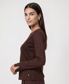 Dames longsleeve bruin