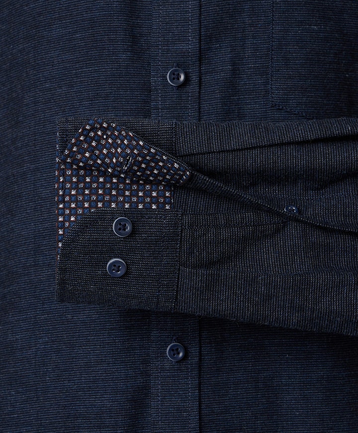 Heren overhemd lange mouw blauw