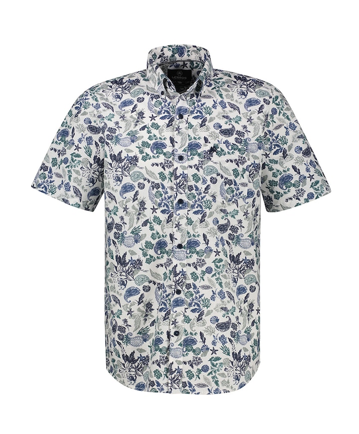 Heren overhemd korte mouw ecru