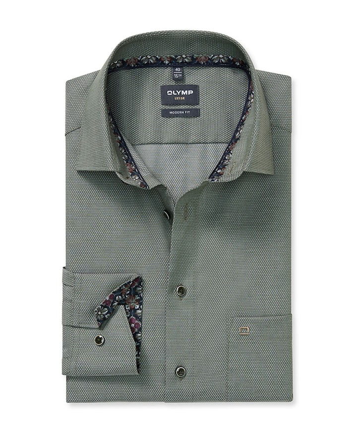 Heren overhemd extra lange mouw groen