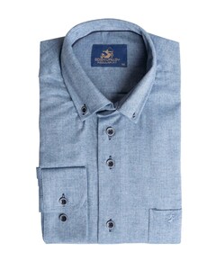 Heren overhemd lange mouw blauw