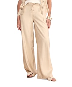 Linen Blend Wide-Leg dames broek beige