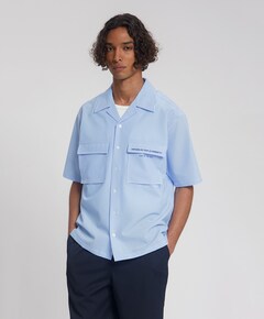 Heren overhemd korte mouw blauw