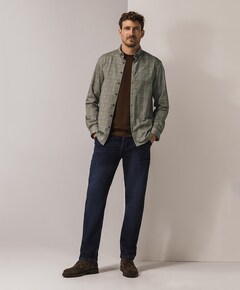 Heren overhemd lange mouw bruin