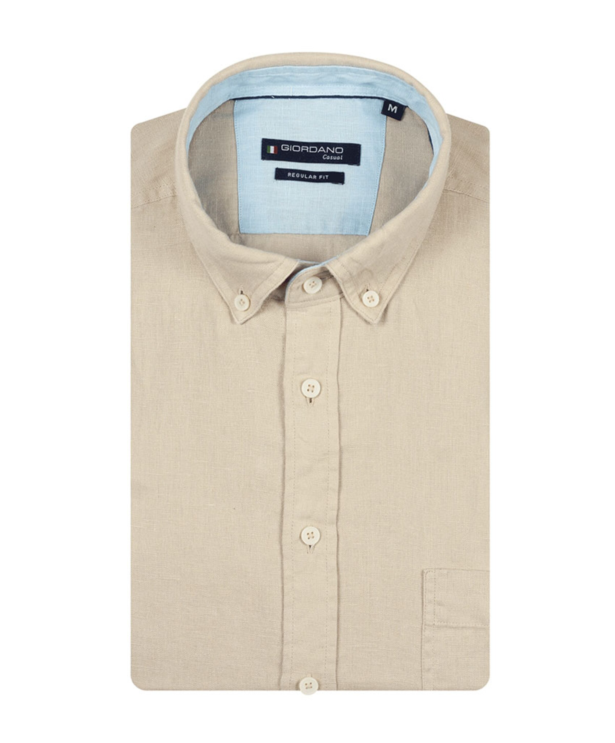 Heren overhemd lange mouw beige
