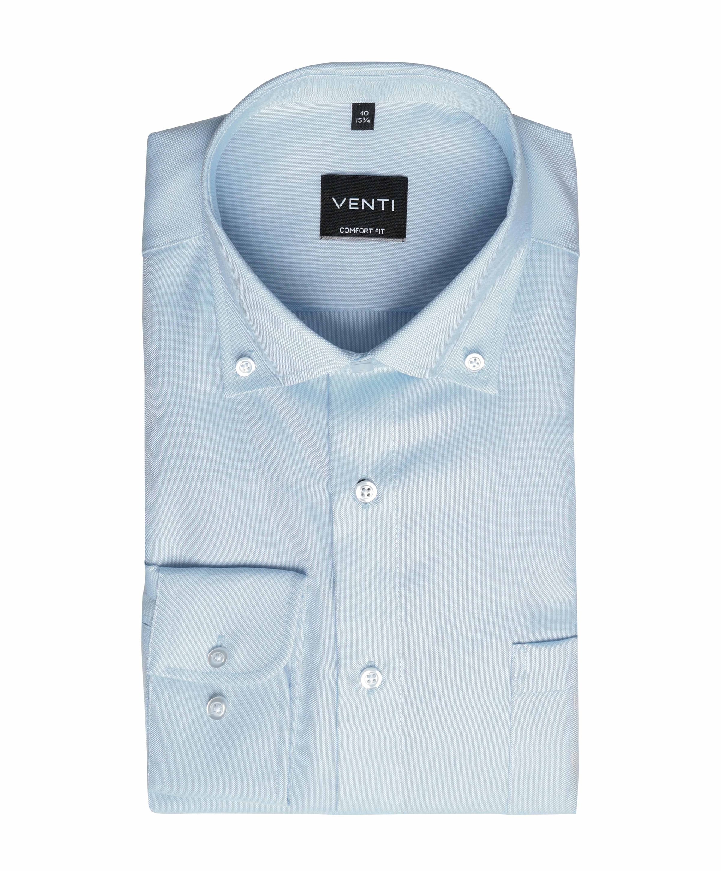 Heren overhemd lange mouw blauw