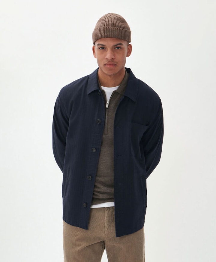 Heren overhemd lange mouw blauw