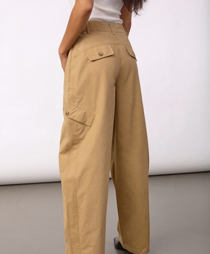 EvelynCC Barrel dames broek beige