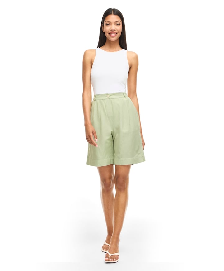 VIPRISILLA HW BERMUDA SHORTS/VOL - dames bermuda groen