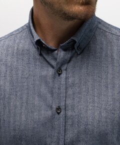Heren overhemd lange mouw blauw