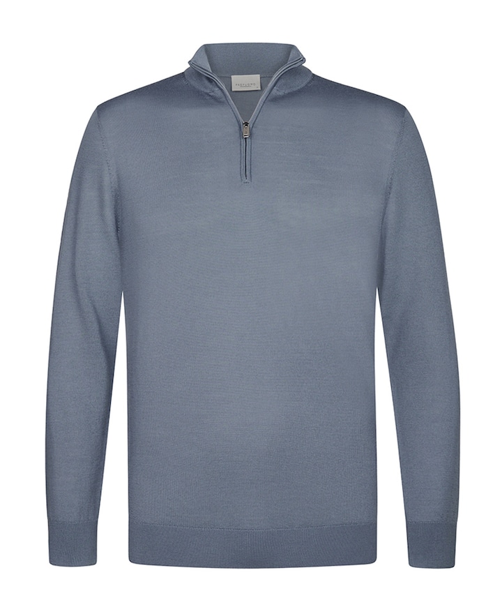 Heren trui met rits blauw