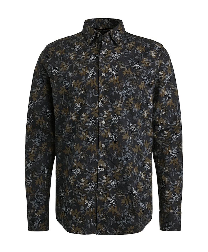 Heren overhemd lange mouw blauw