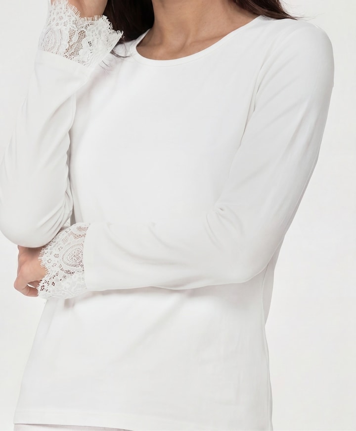 Dames longsleeve ecru