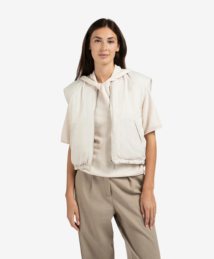 Dames omkeerbare bodywarmer beige