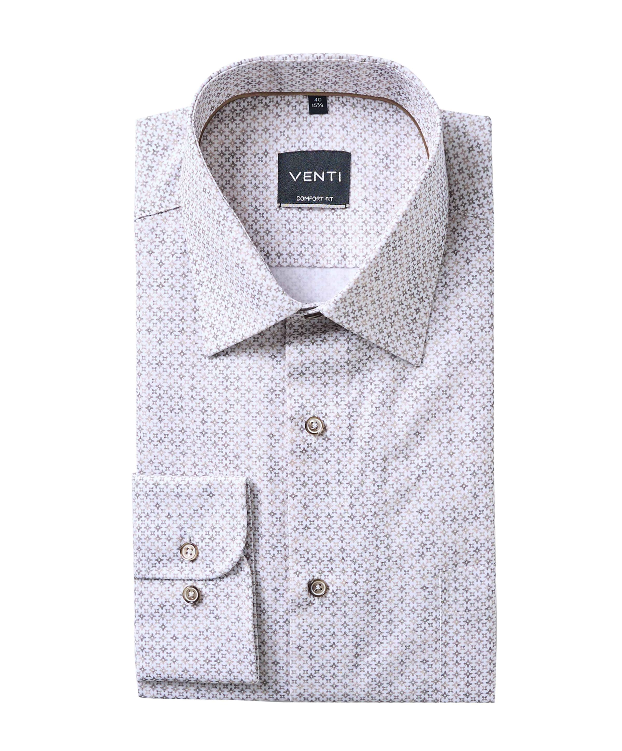 Heren overhemd lange mouw beige