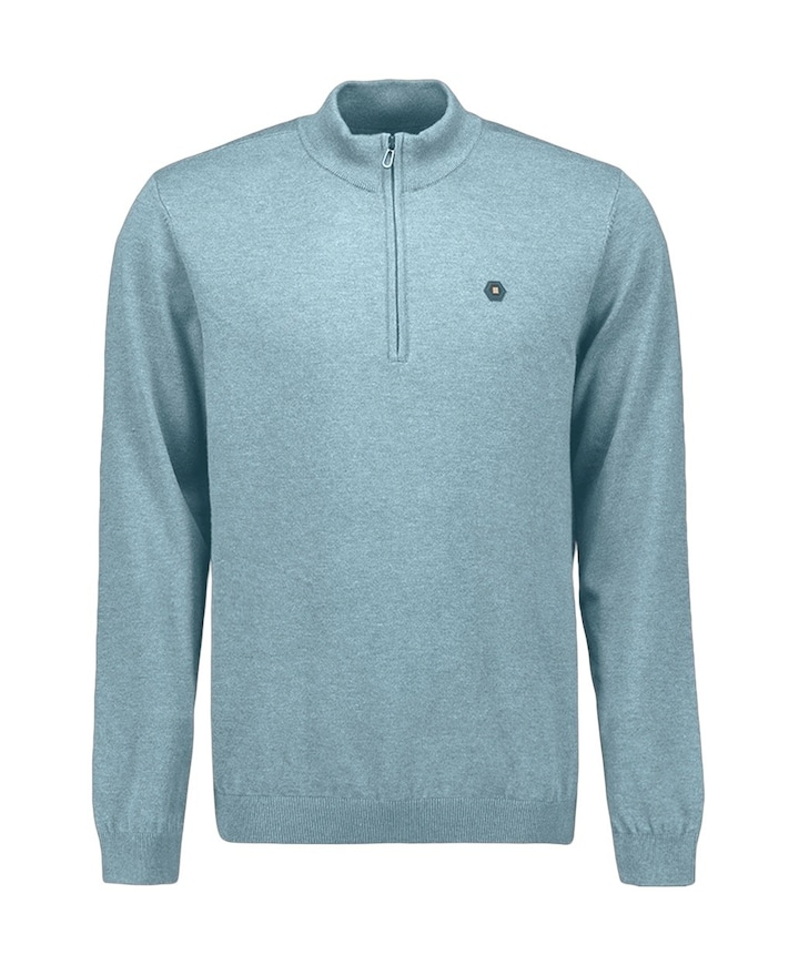 Heren trui met rits blauw