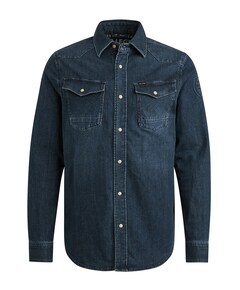 Heren overhemd lange mouw blauw