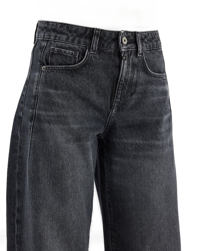 mid waist balloon jeans dames jeans zwart