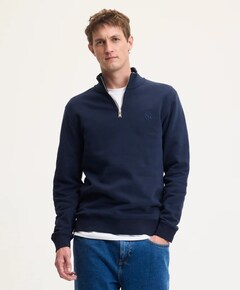 Heren trui met rits blauw