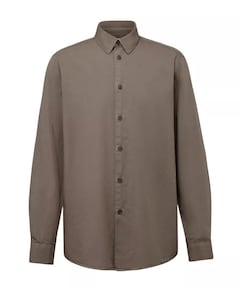 Heren overhemd lange mouw bruin