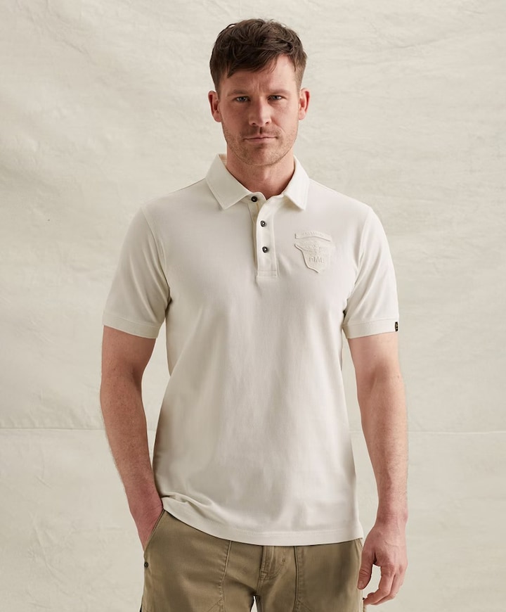 Heren polo ecru