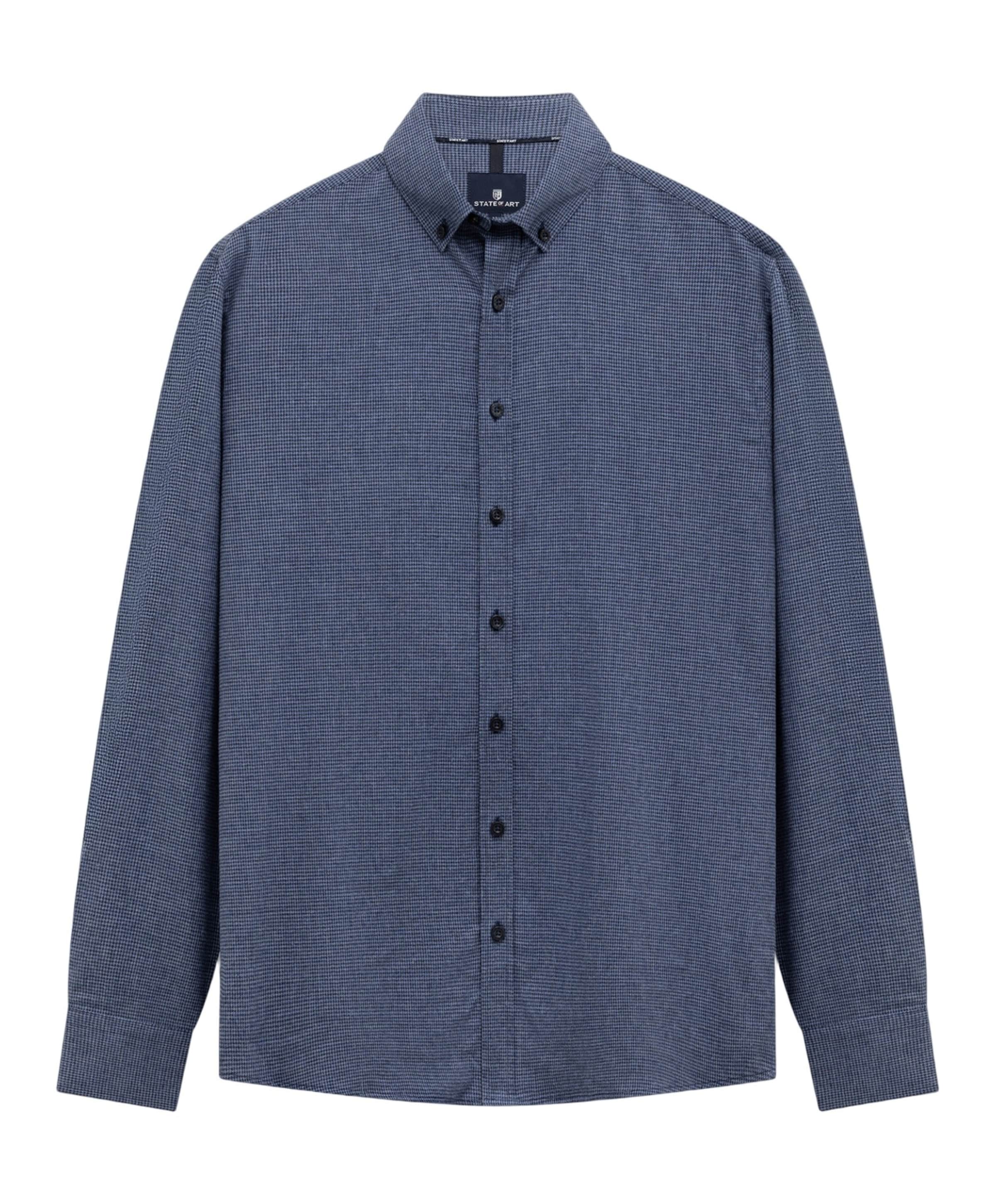 Heren overhemd lange mouw blauw