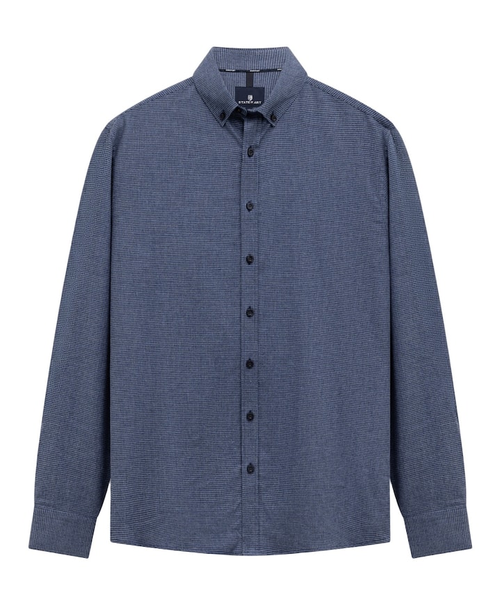 Heren overhemd lange mouw blauw