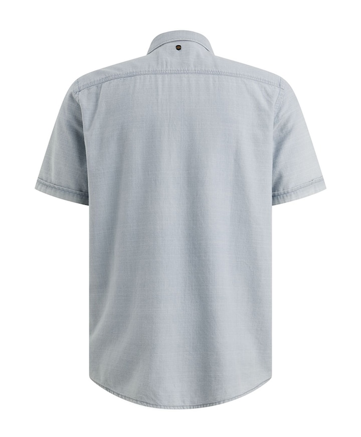 Heren overhemd korte mouw blauw