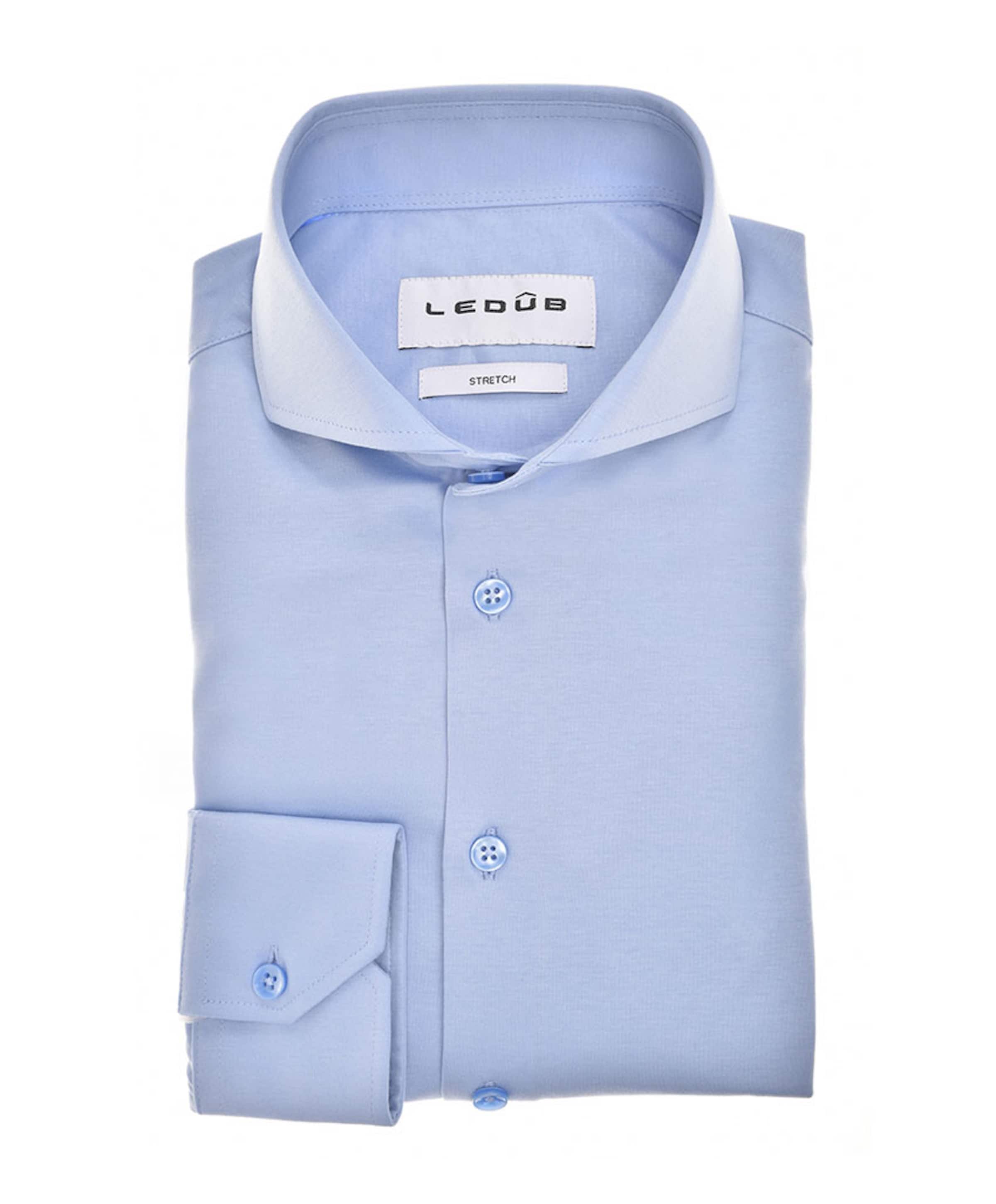 Heren overhemd extra lange mouw blauw