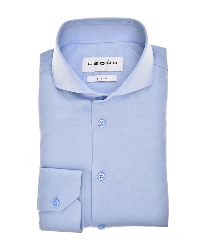 Heren overhemd extra lange mouw blauw