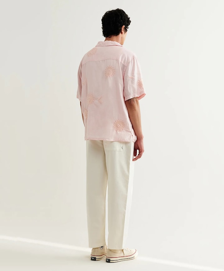 Heren overhemd korte mouw roze