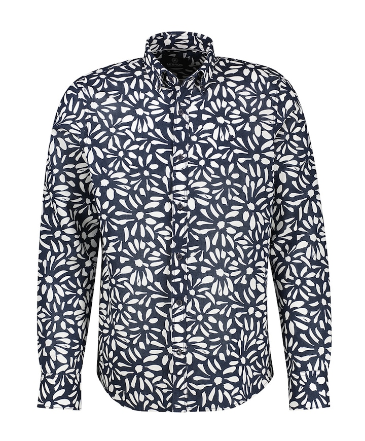 Heren overhemd lange mouw blauw