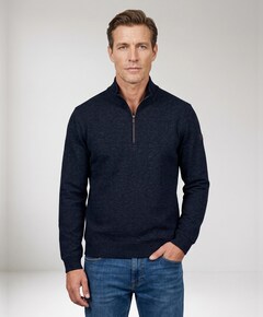 Heren trui met rits blauw