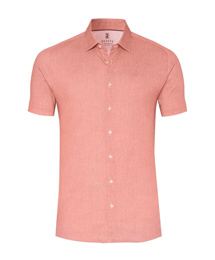 Heren overhemd korte mouw rood