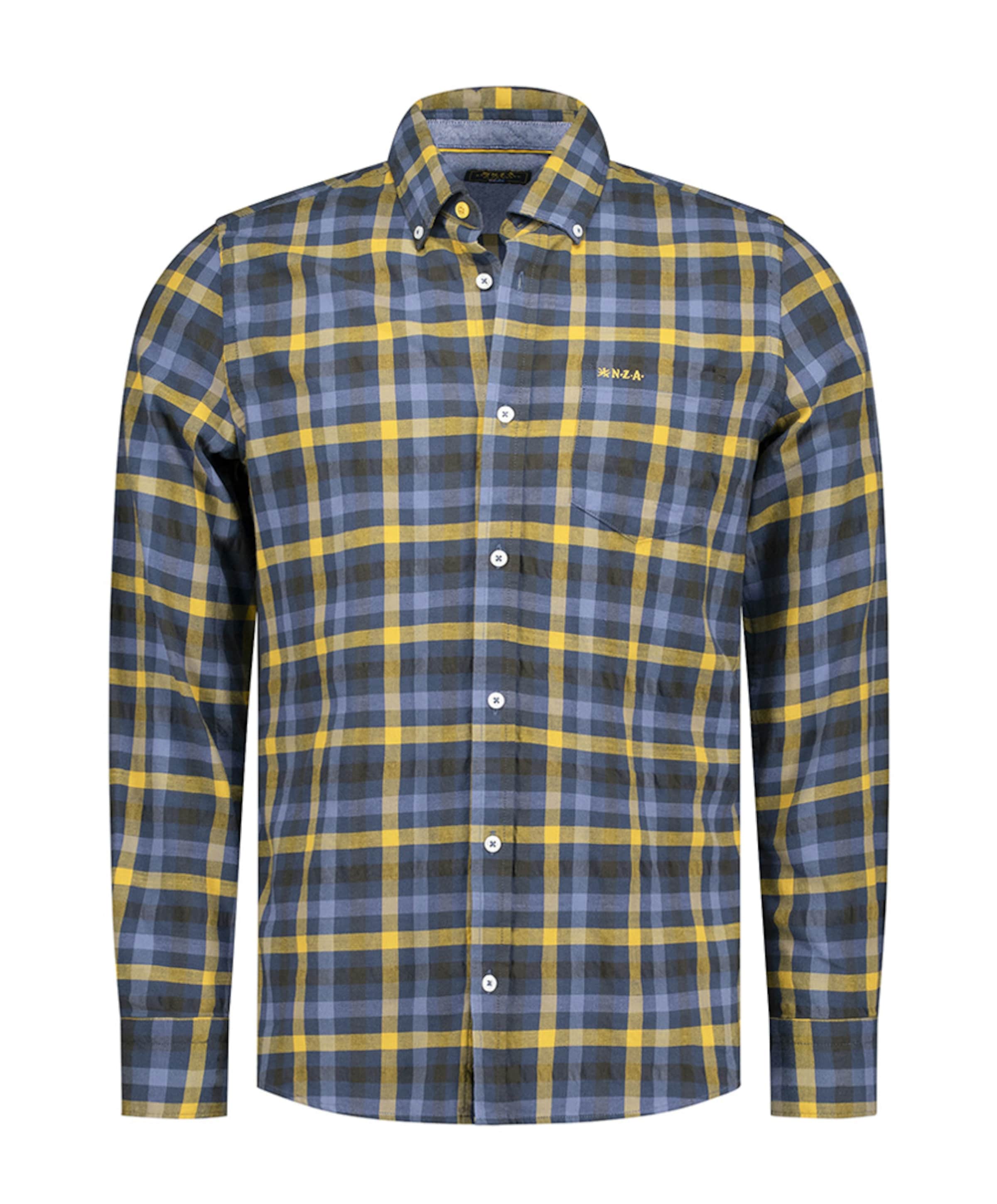 Heren overhemd lange mouw blauw