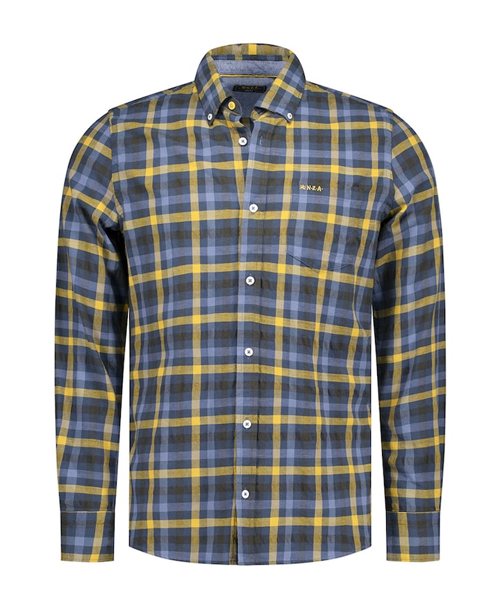 Heren overhemd lange mouw blauw