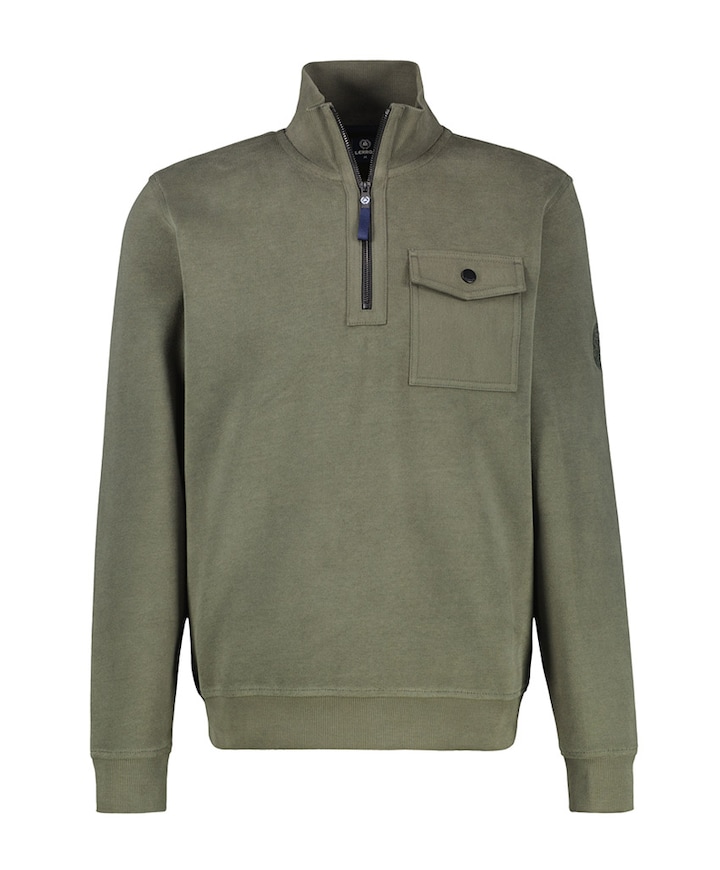 Heren trui met rits groen