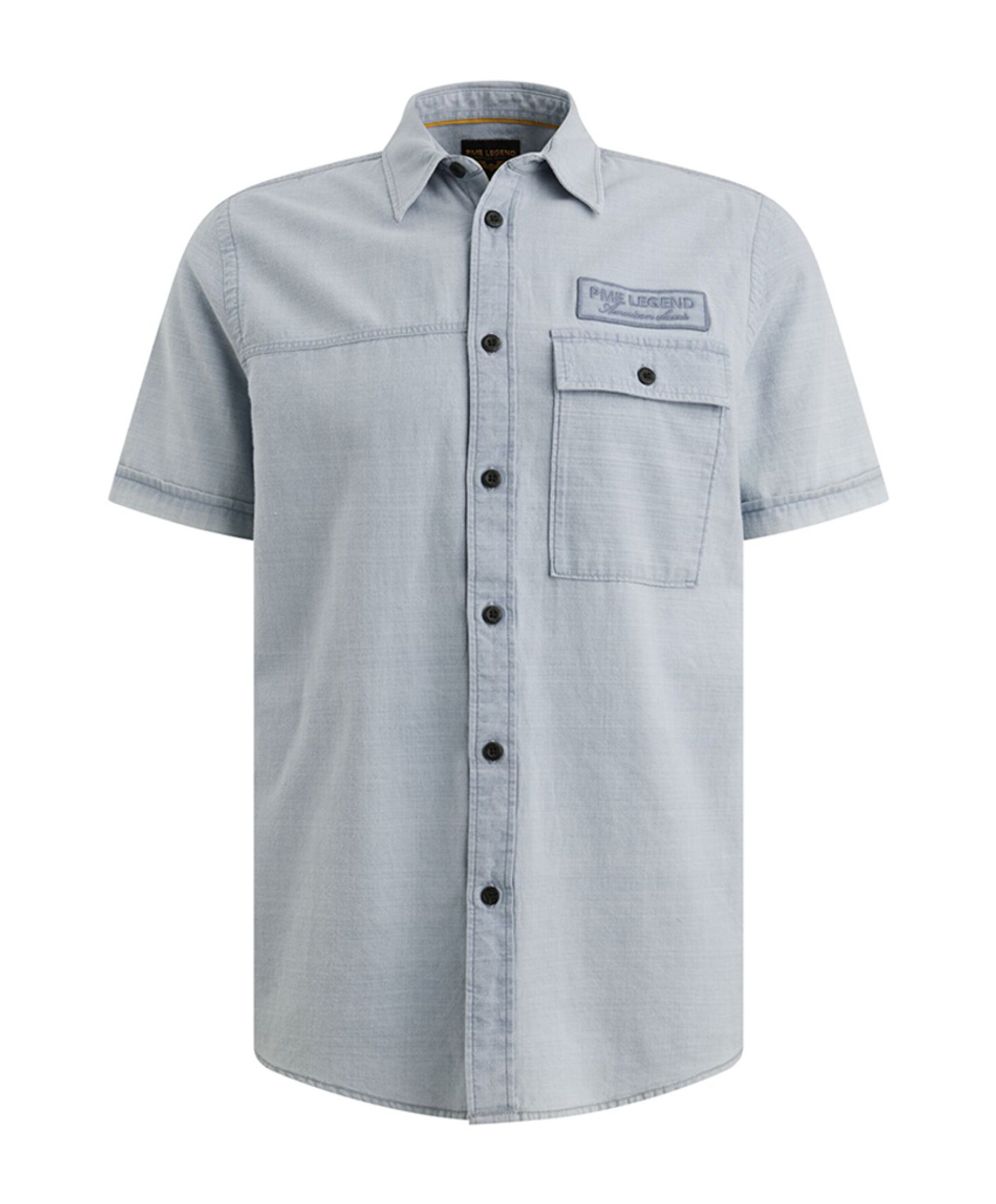 Heren overhemd korte mouw blauw