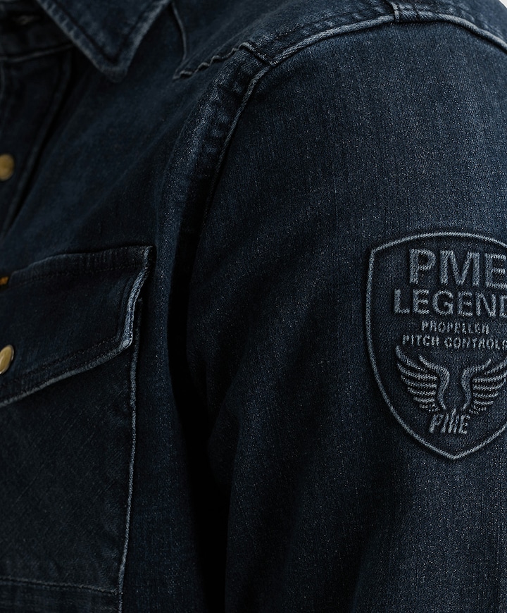 Heren overhemd lange mouw blauw